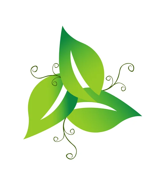 Groene swirly leafs logo — Stockvector