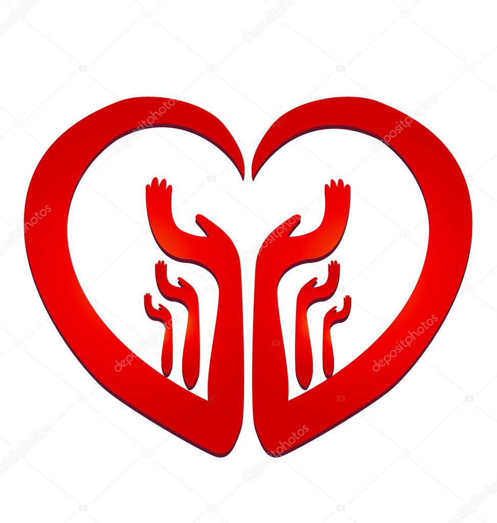 Hands in a heart logo vector