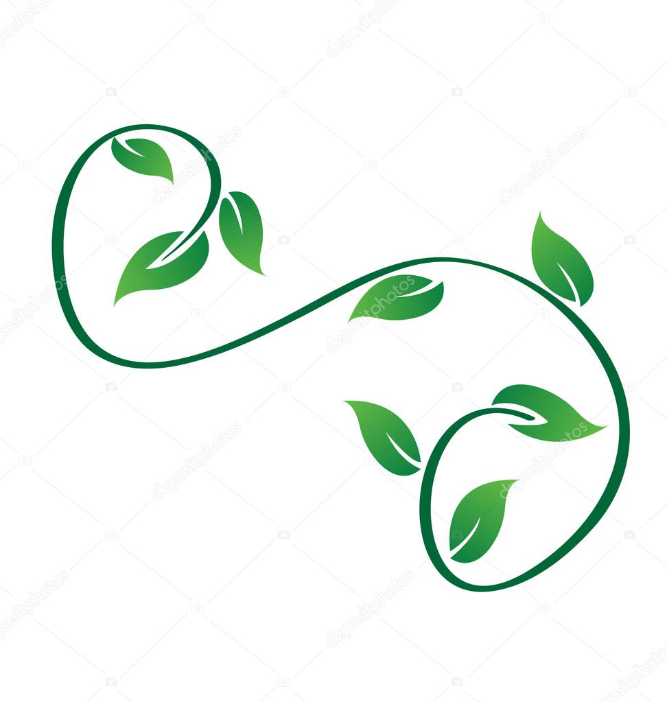 Green swirly leaves logo vector