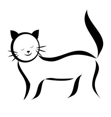 sevimli kedi logo vektör silüeti