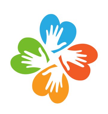 eller logo vektör ile renkli Kalpler