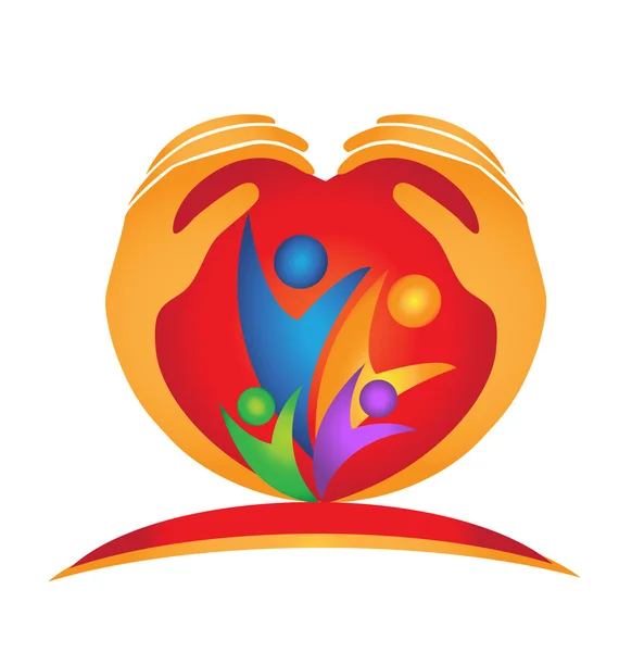 Aile, elleri ve kalp şekli logosu