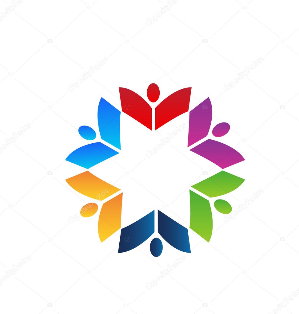 Teamwork books colorful with star shape logo vector
