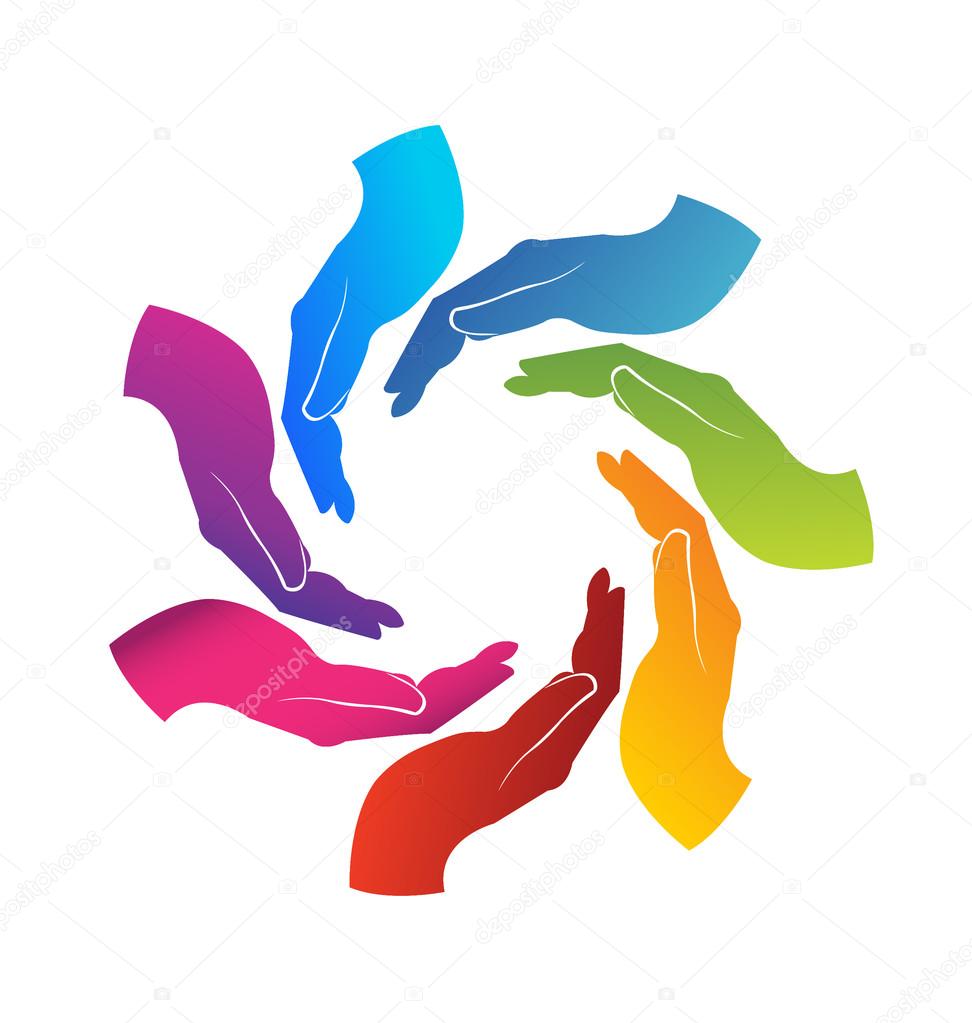 Hands colorful teamwork logo