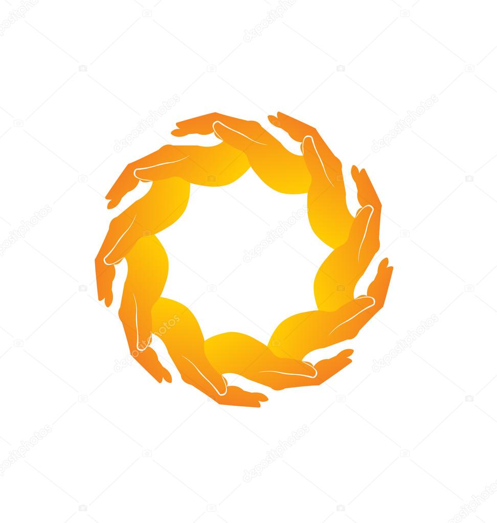 Teamwork group of hands logo vector