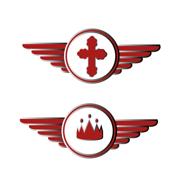 Croix et couronne symboles vecteur — Image vectorielle