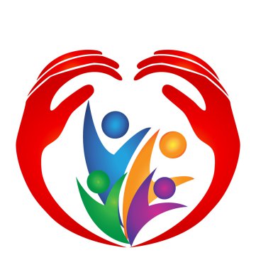 Family hands and heart shape logo