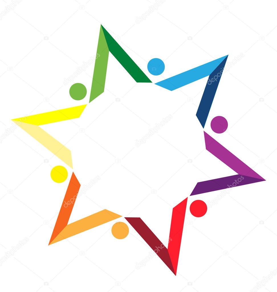 Teamwork colored books star shape logo vector