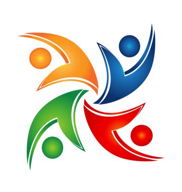 Birlik ekip çalışması logo swooshes