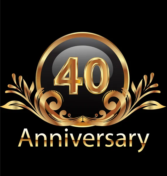 40 años cumpleaños aniversario en oro — Vector de stock