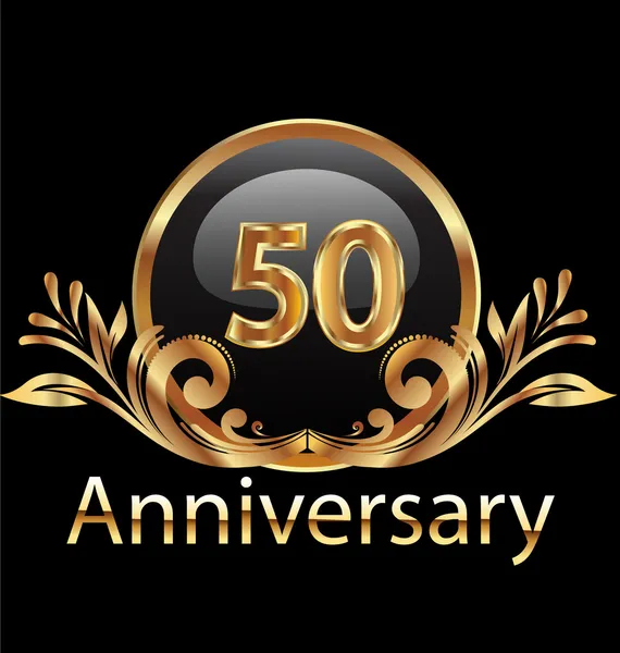 Fifty years anniversary birthday in gold — 스톡 벡터