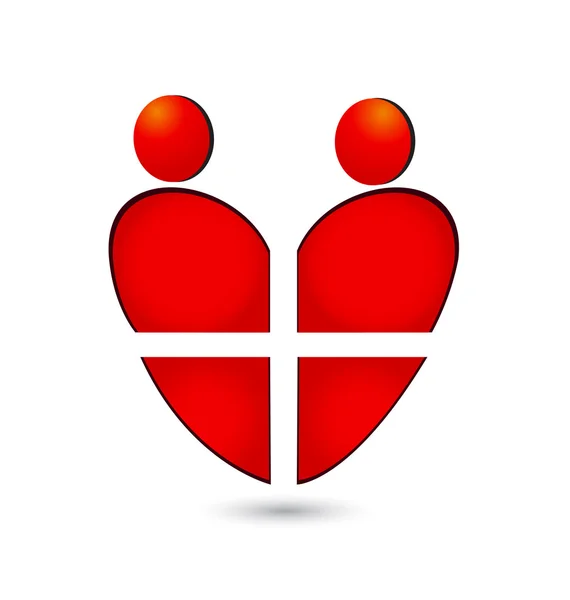 Medische hart teamwerk logo vector — Stockvector