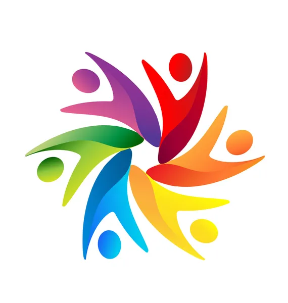 Logo swooshes travail d'équipe — Image vectorielle