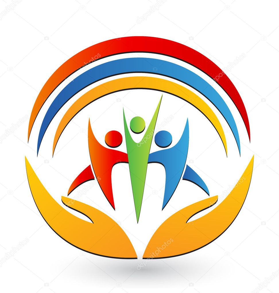Teamwork hands and connections logo vector