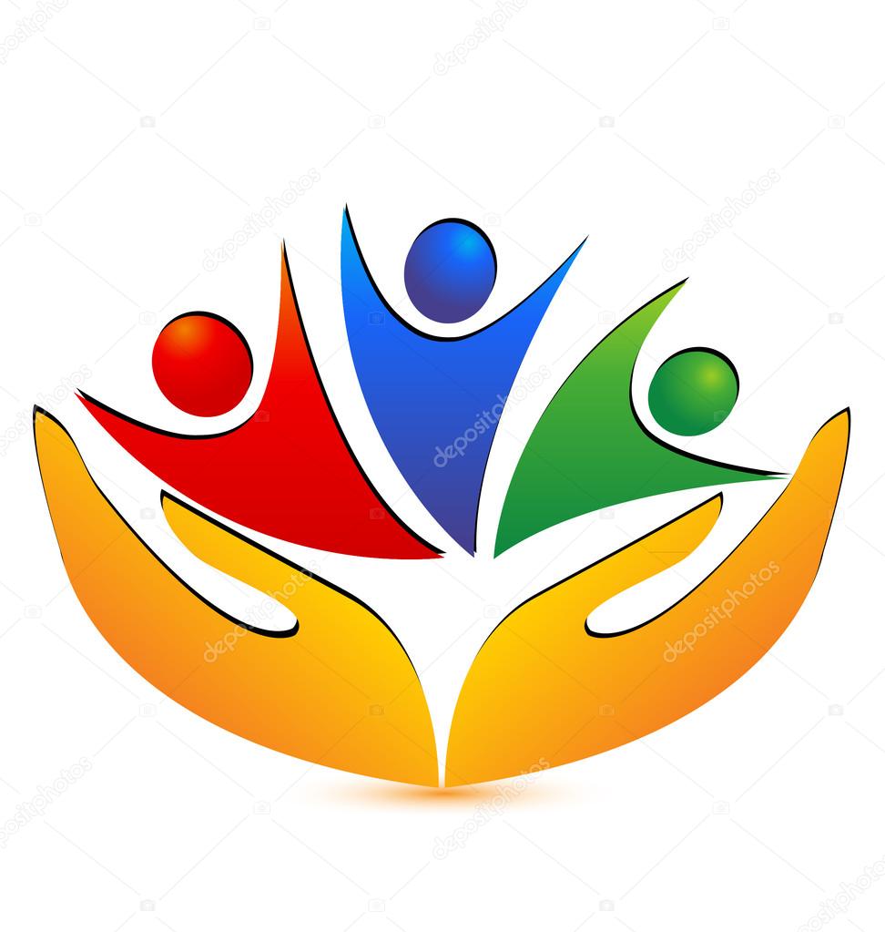 Teamwork hands and connections logo vector