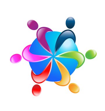 ekip çalışması etrafında dünya logo vektör
