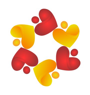 ekip çalışması paylaşım kalpler logo vektör