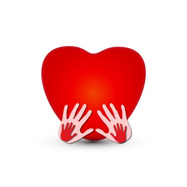 Hands together touching a heart logo vector clipart