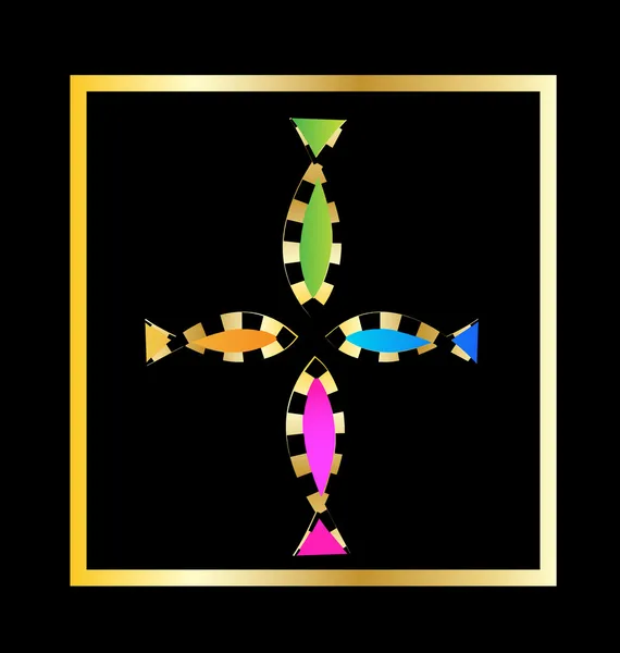 Cross from decorative fish vector design — Stock Vector