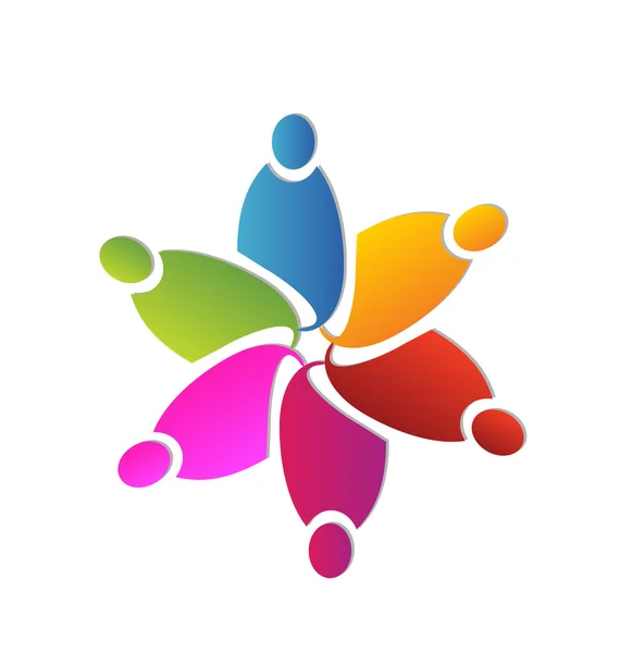 Teamwork colorful flower shape logo vector — Stock Vector