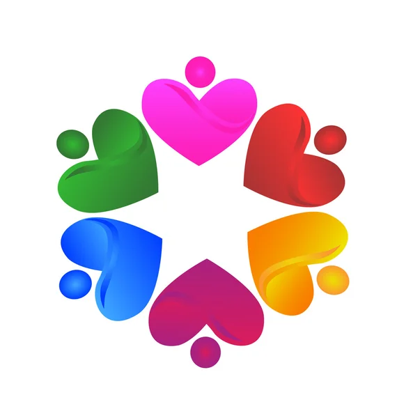 Teamwork voluntary hearts logo vector — Stock Vector
