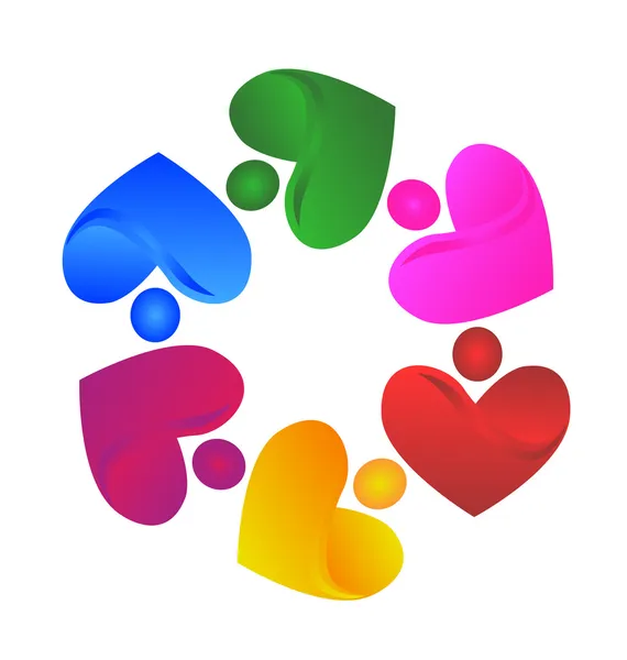 Teamwork voluntary hearts logo vector — Stock Vector