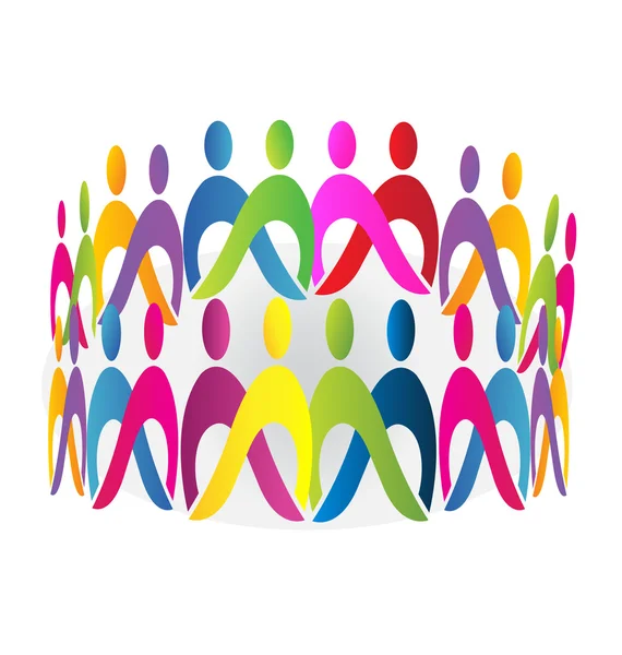 Pracy zespołowej spotkanie ludzi logo wektor wzór — Wektor stockowy