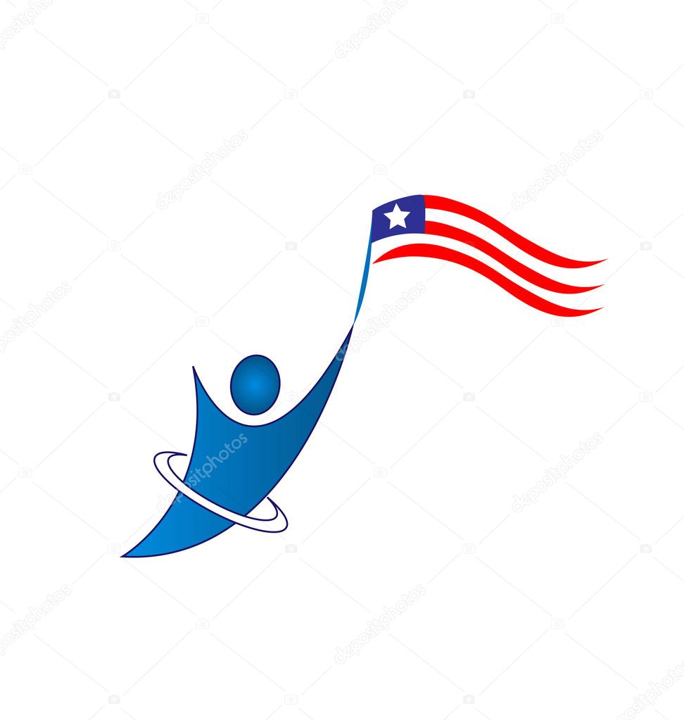 Happy patriotic man logo vector