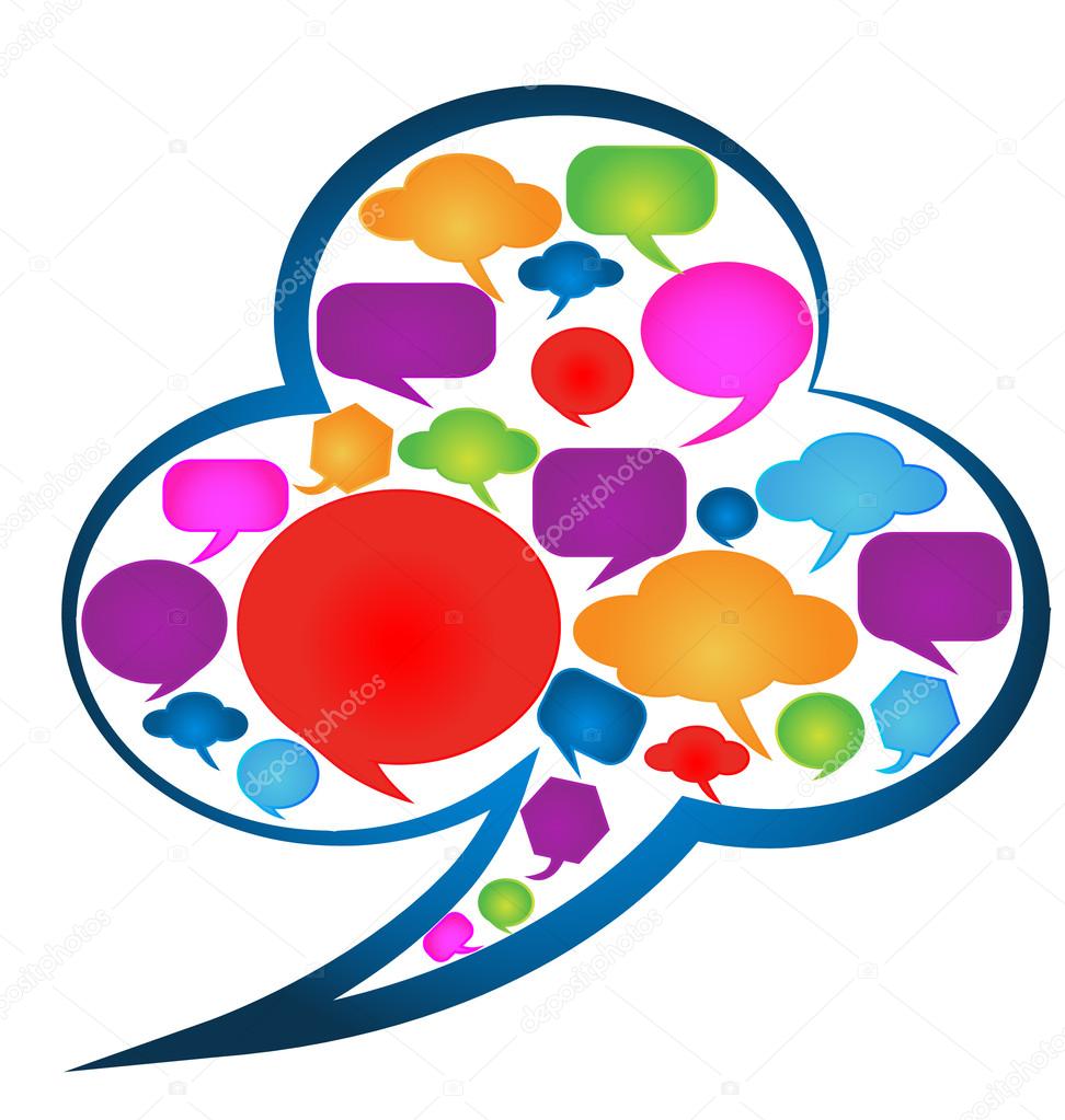 Collection of colorful speech bubbles in a cloud vector