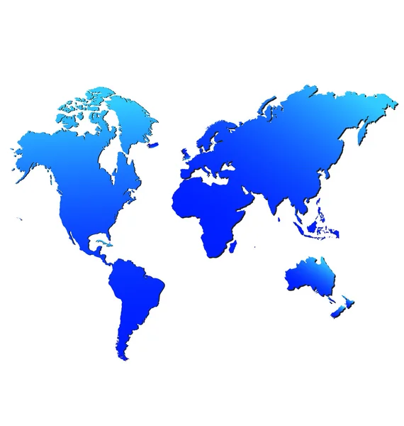 鮮やかなブルーの色で世界地図 — ストックベクタ