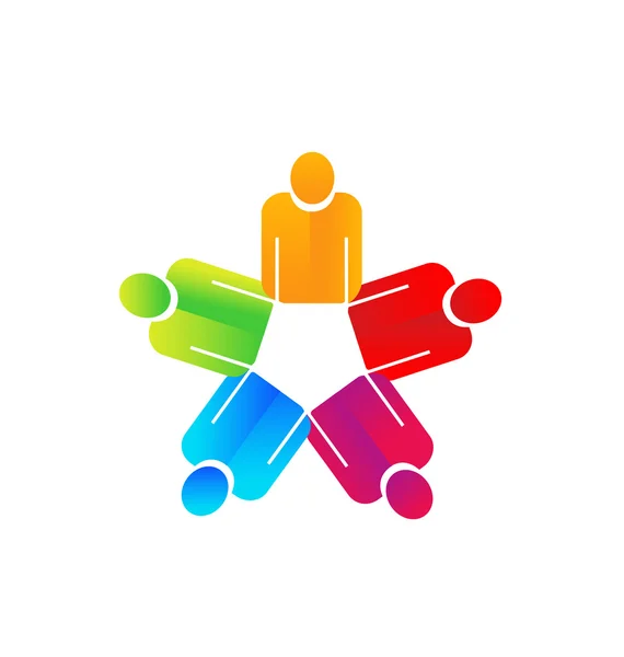 Teamarbeit Händchenhalten Menschen Logo-Vektor — Stockvektor