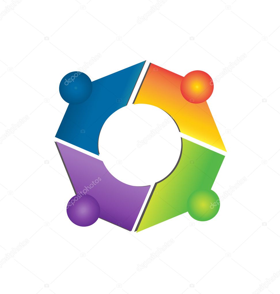 Teamwork network connections logo apps vector