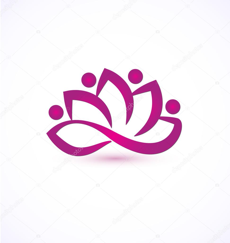 Purple lotus flower logo vector