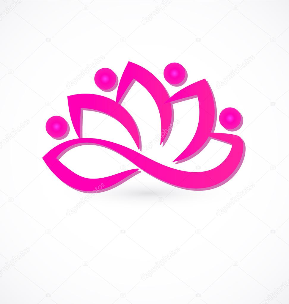 Pink lotus flower logo vector