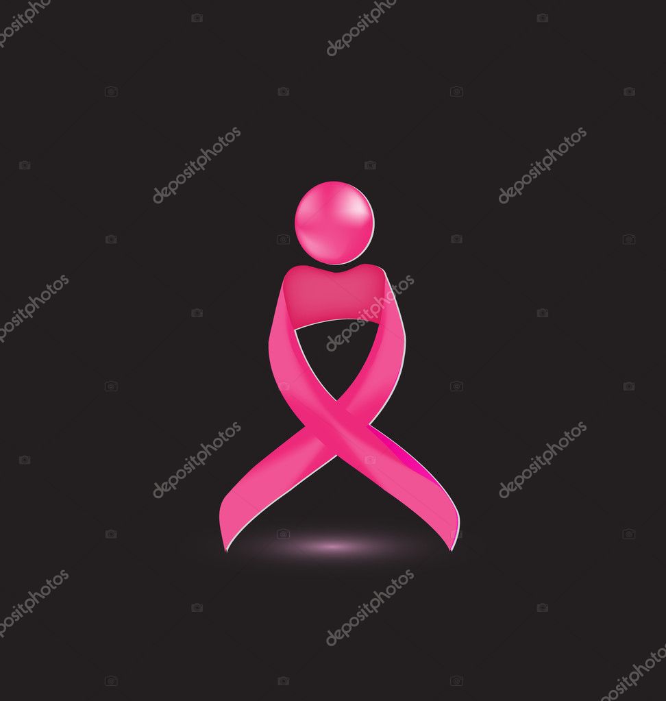 Breast cancer icon awareness ribbon logo vector