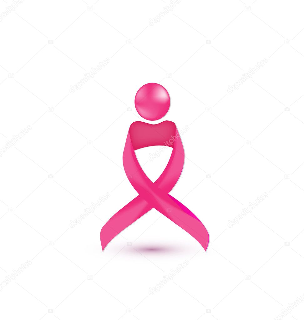 Breast cancer icon awareness ribbon logo vector