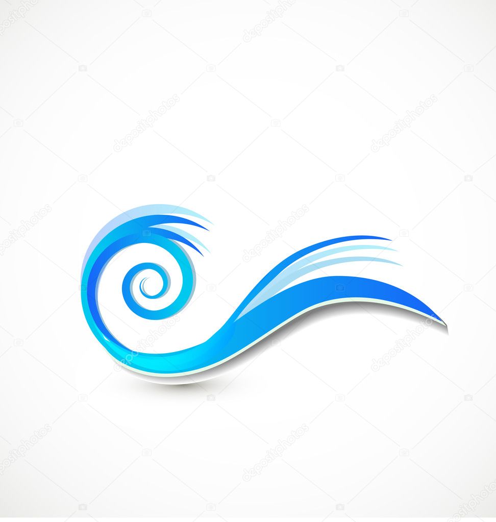 Swirly blue waves logo vector eps 10