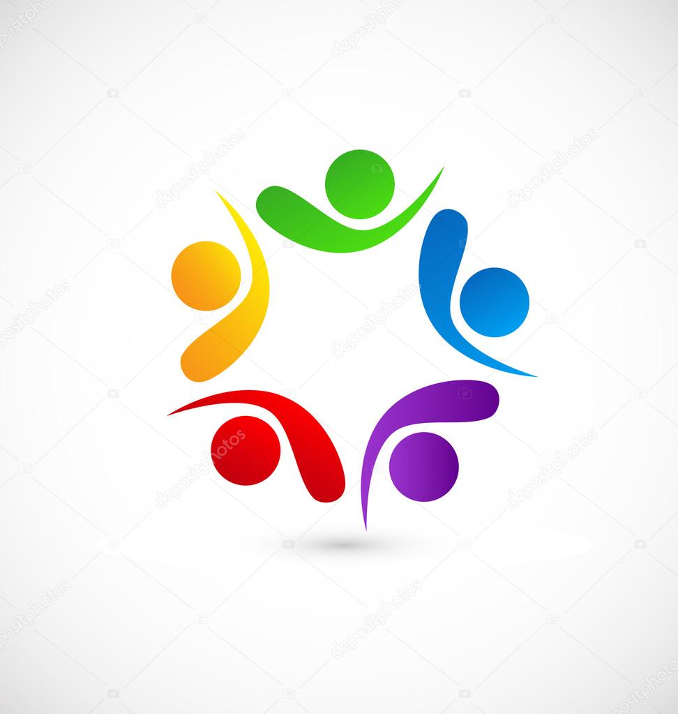 Teamwork friends networking logo vector design