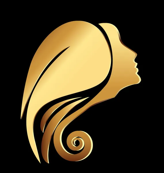 Vector of a gold woman face logo — Stock Vector