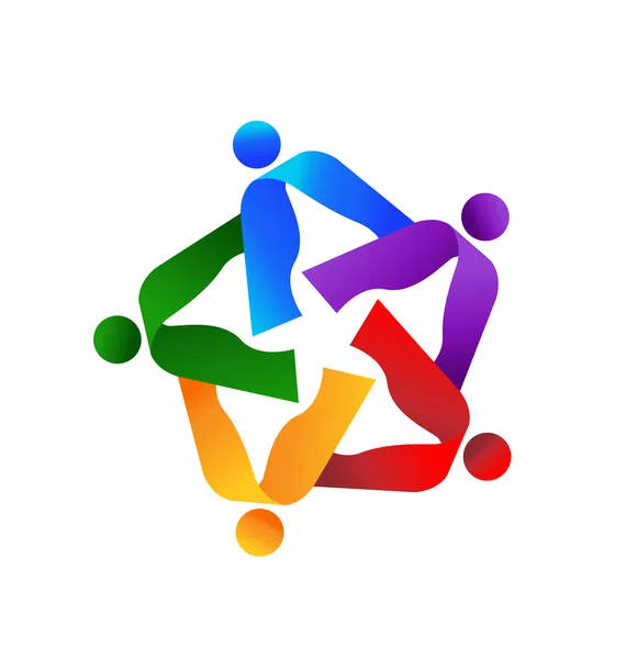 チームワークのカラフルな人々 のロゴのベクトル — ストックベクタ