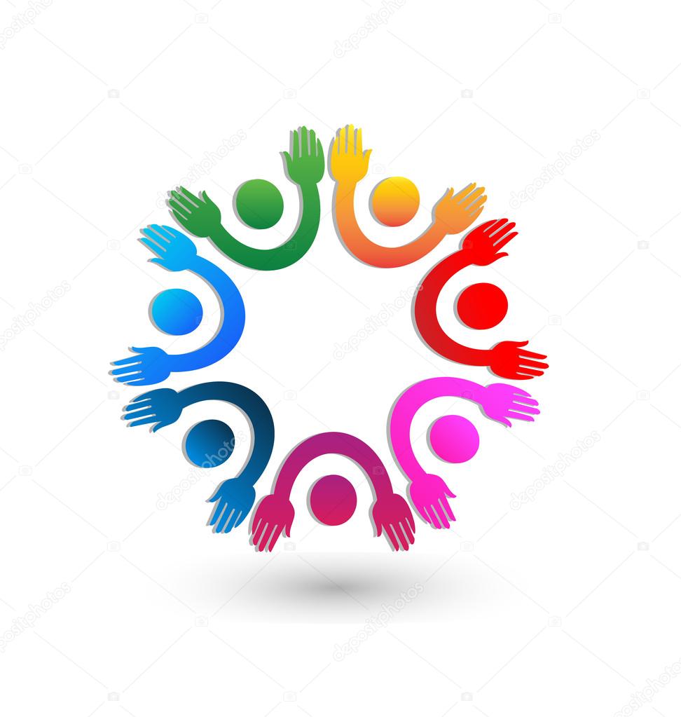 Hands up team logo vector