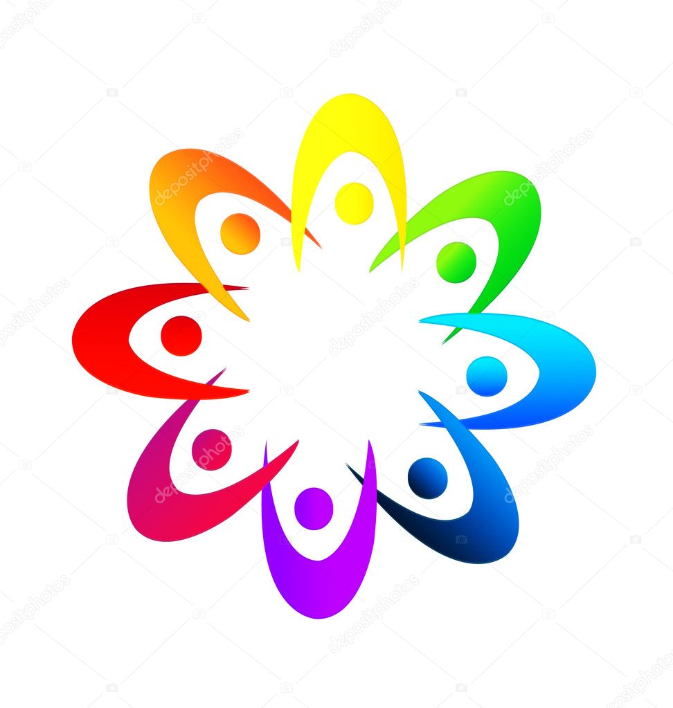 Teamwork holding hands logo vector