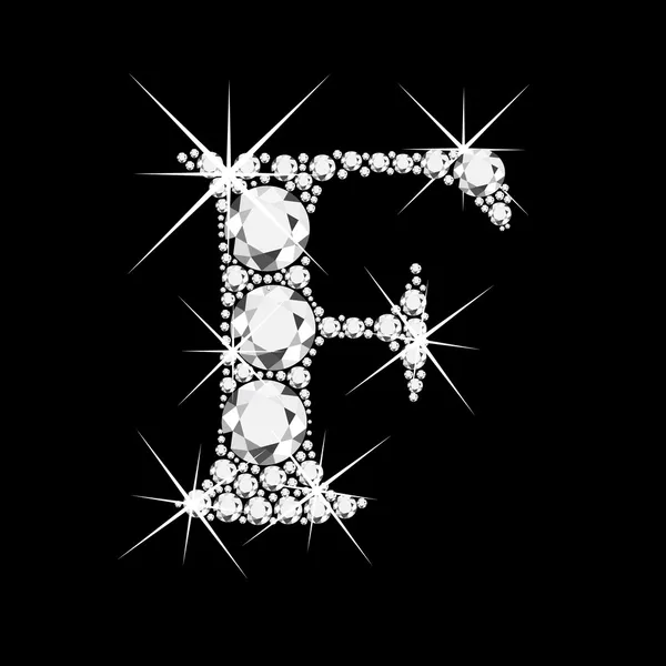 Буква F с бриллиантовым блеском — стоковый вектор