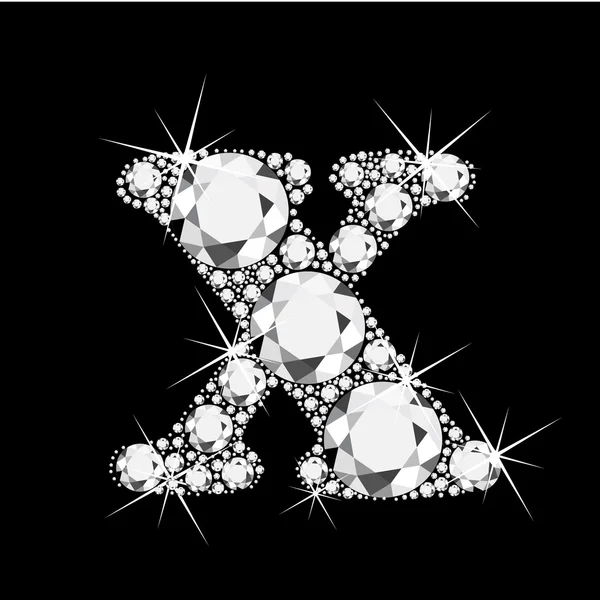 Lettre X avec diamants bling bling — Image vectorielle
