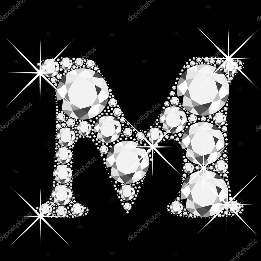 Letter M with diamonds bling bling