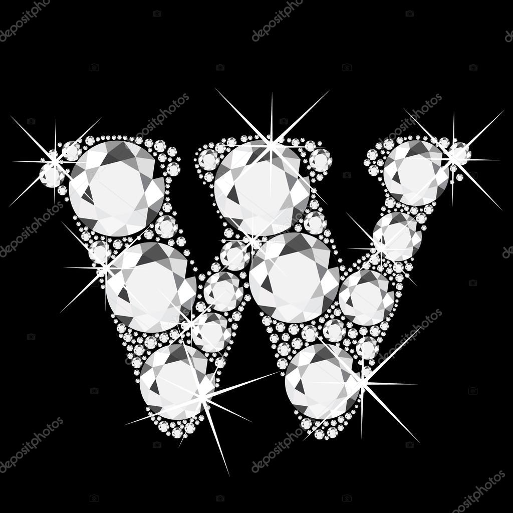 Letter W with diamonds bling bling