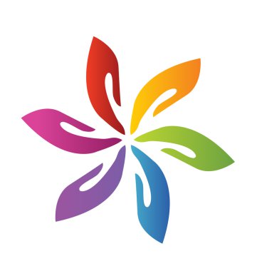 eller takım çalışması çiçek logo vektör
