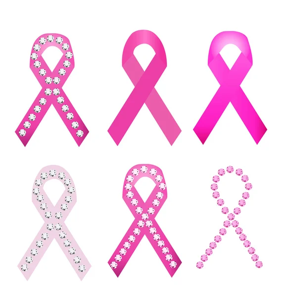 Set of Breast cancer award ribbons — Stock Vector