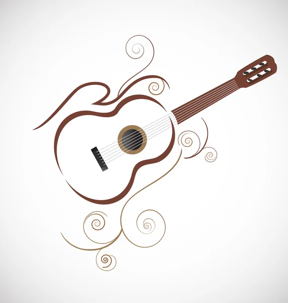 Stylized guitar logo vector with ornaments — Stock Vector