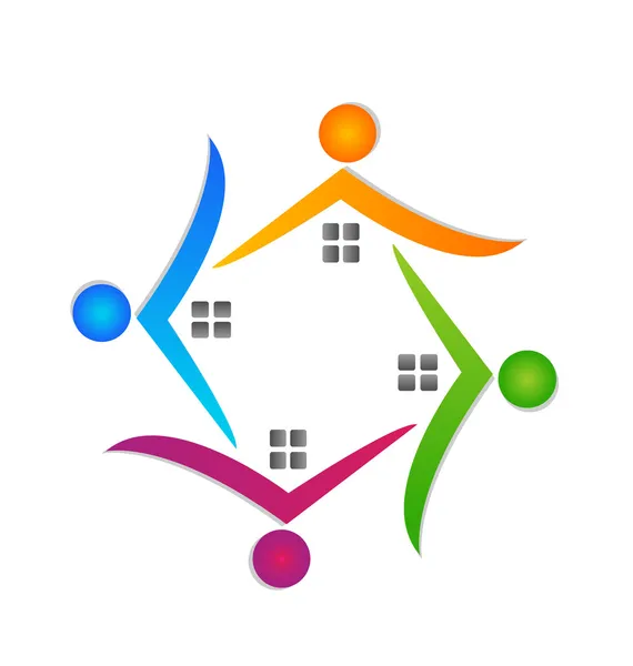 Maisons travail d'équipe logo immobilier — Image vectorielle
